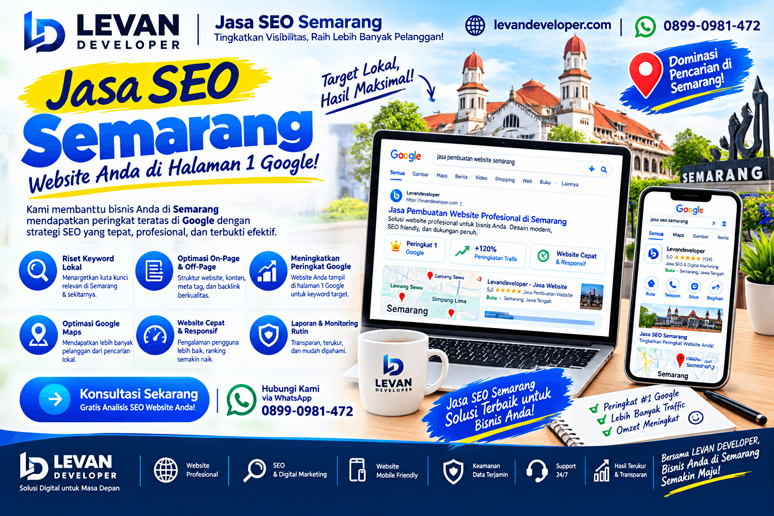 Ilustrasi jasa SEO Semarang untuk optimasi website dan Google Bisnis